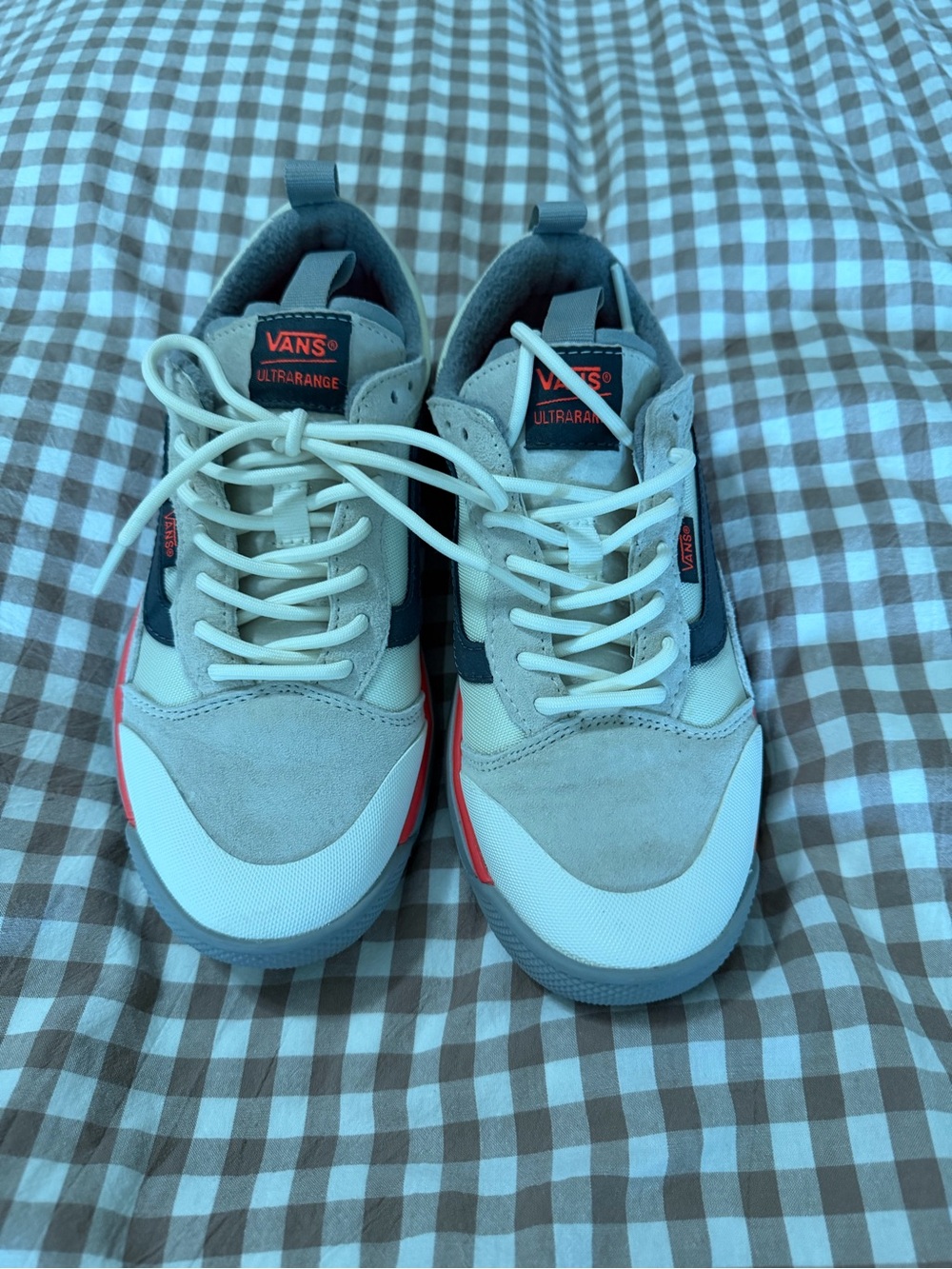 Vans Ultrarange Sneakers - Gray, White, Black with Red Accents